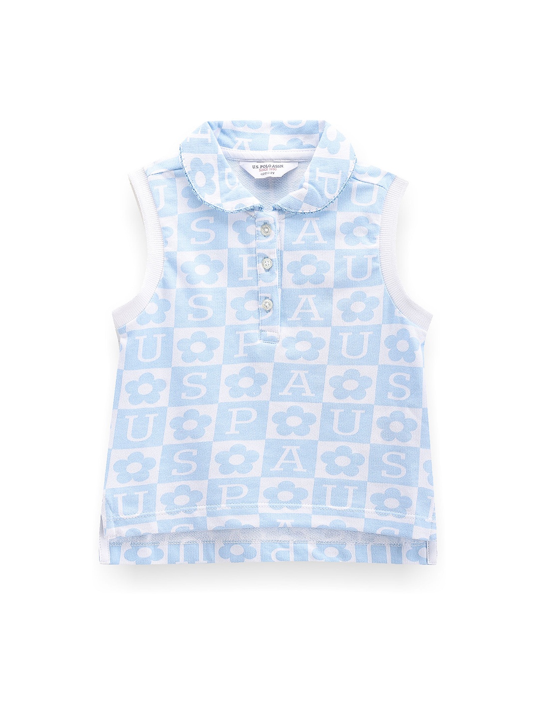 

U.S. Polo Assn. Kids Girls Printed Pure Cotton T-shirt, Blue