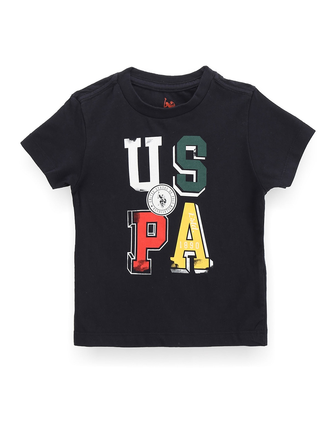 

U.S. Polo Assn. Kids Boys Typography Printed Pure Cotton T-shirt, Navy blue