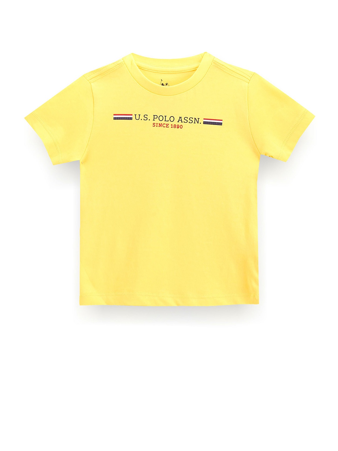 

U.S. Polo Assn. Kids Boys Typography Printed Round Neck Pure Cotton T-shirt, Yellow