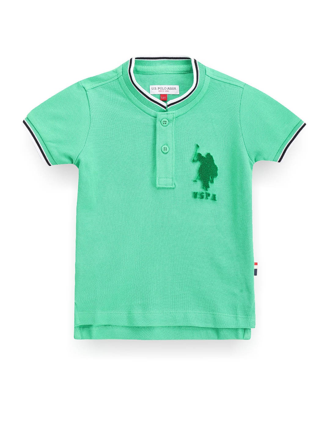 

U.S. Polo Assn. Kids Boys Henley Collar Pure Cotton T-shirt, Green