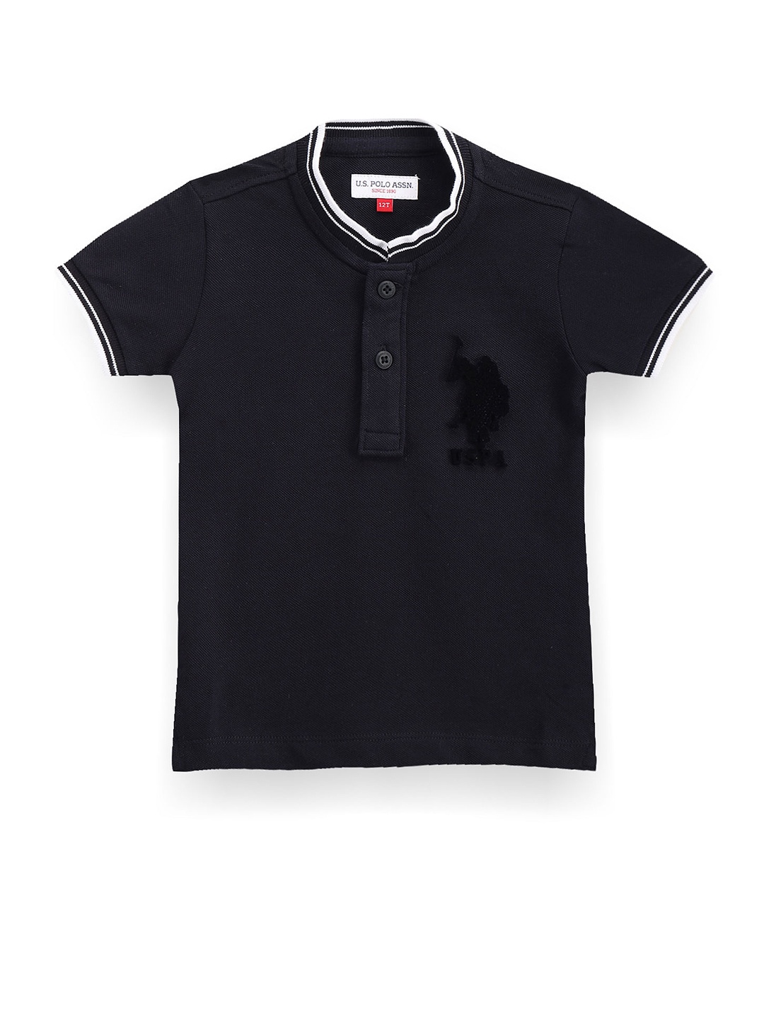

U.S. Polo Assn. Kids Boys Henley Collar Pure Cotton T-shirt, Blue