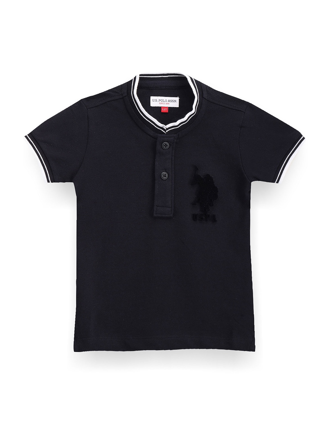 

U.S. Polo Assn. Kids Boys Henley Collar Pure Cotton T-shirt, Blue