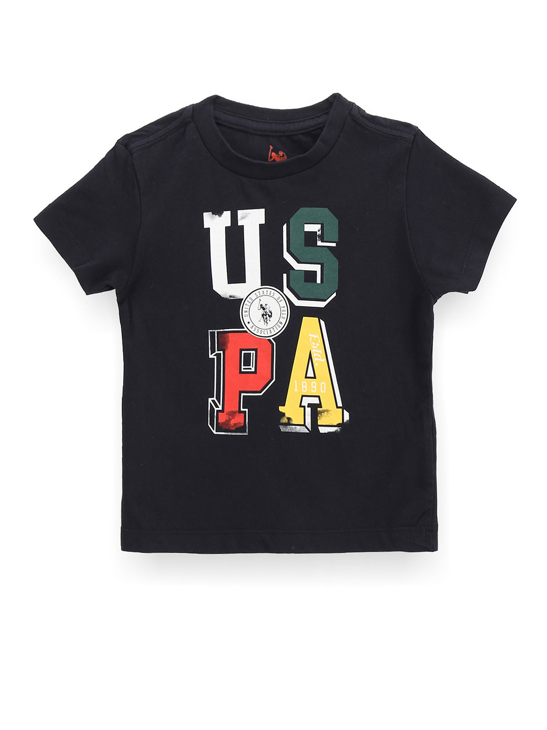 

U.S. Polo Assn. Kids Boys Typography Printed Pure Cotton T-shirt, Navy blue