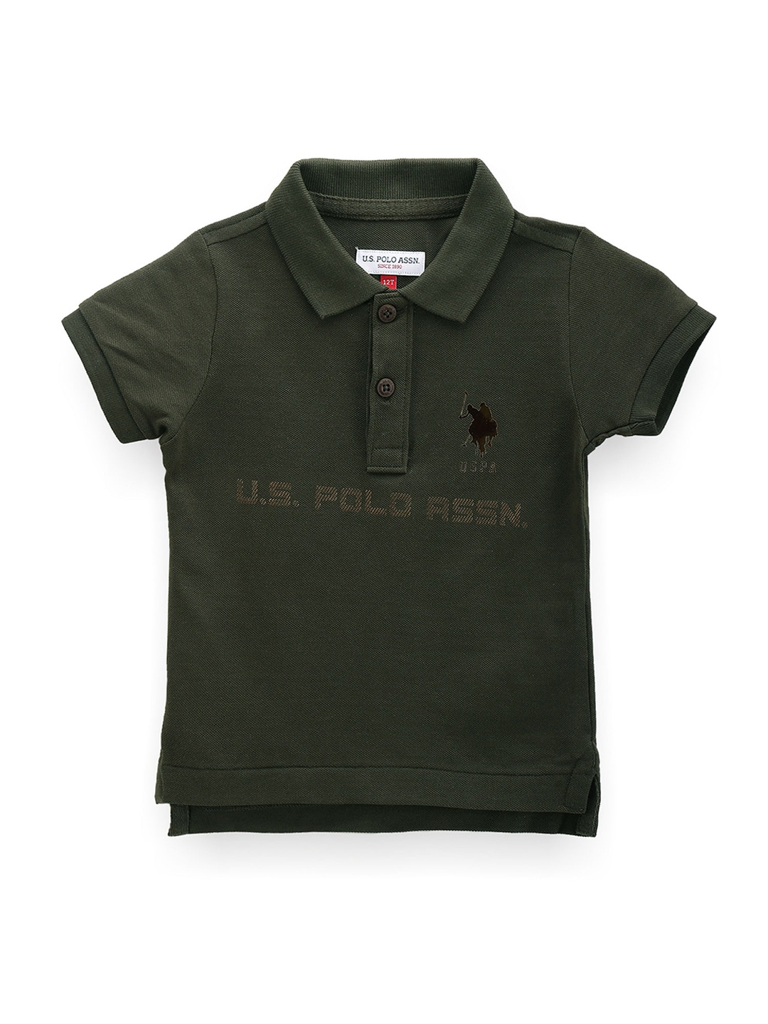 

U.S. Polo Assn. Kids Boys Brand Logo Polo Collar Pure Cotton T-shirt, Green