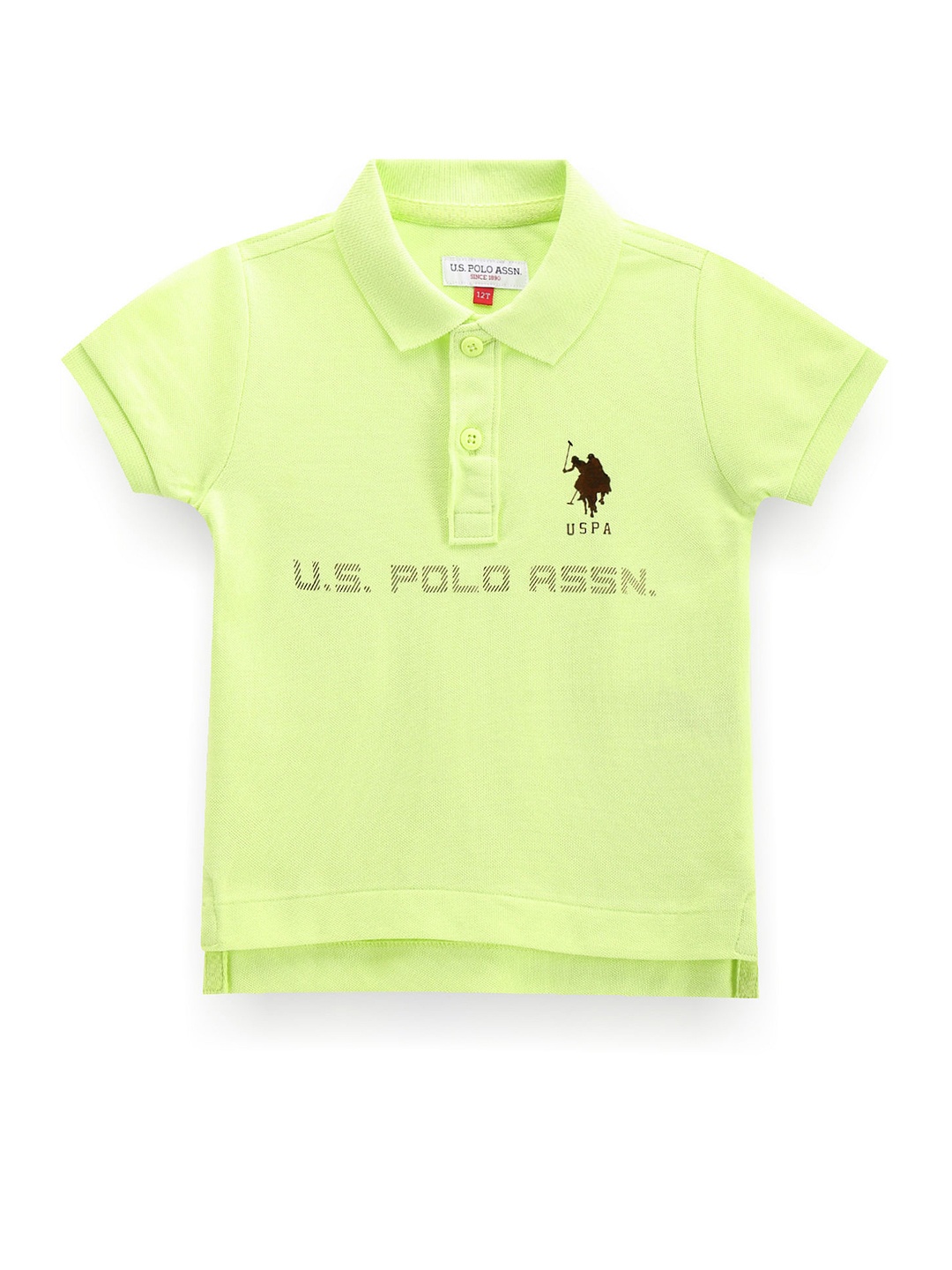 

U.S. Polo Assn. Kids Boys Brand Logo Printed Polo Collar Pure Cotton T-shirt, Green