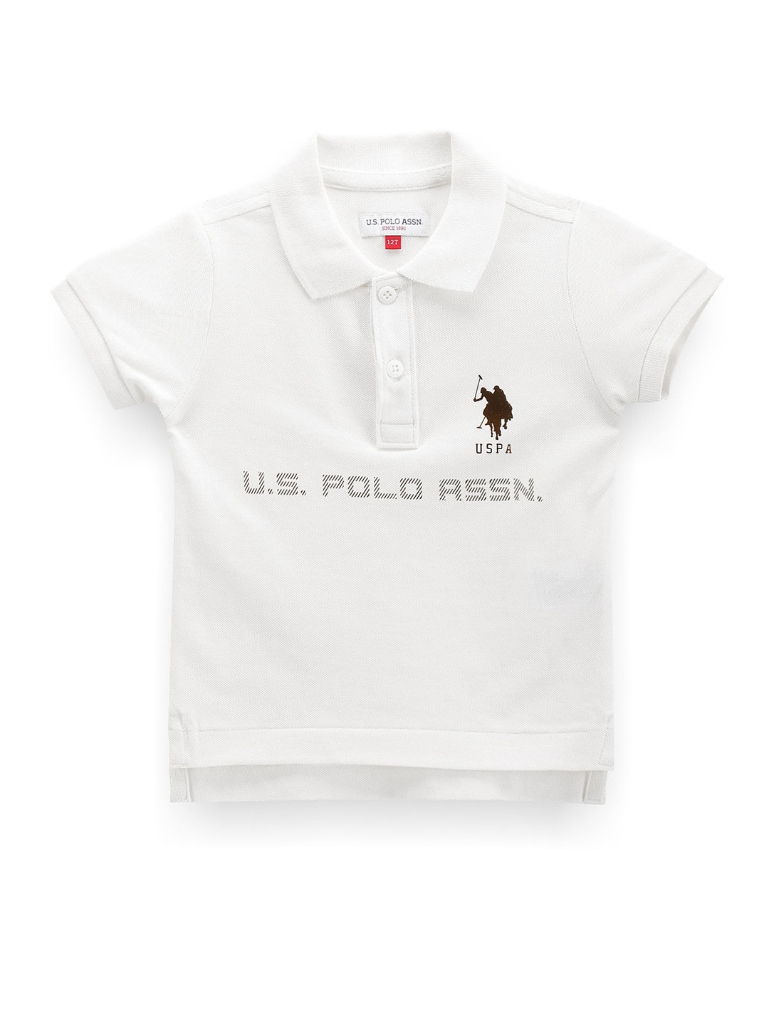 

U.S. Polo Assn. Kids Boys Typography Printed Polo Collar Pure Cotton T-shirt, White