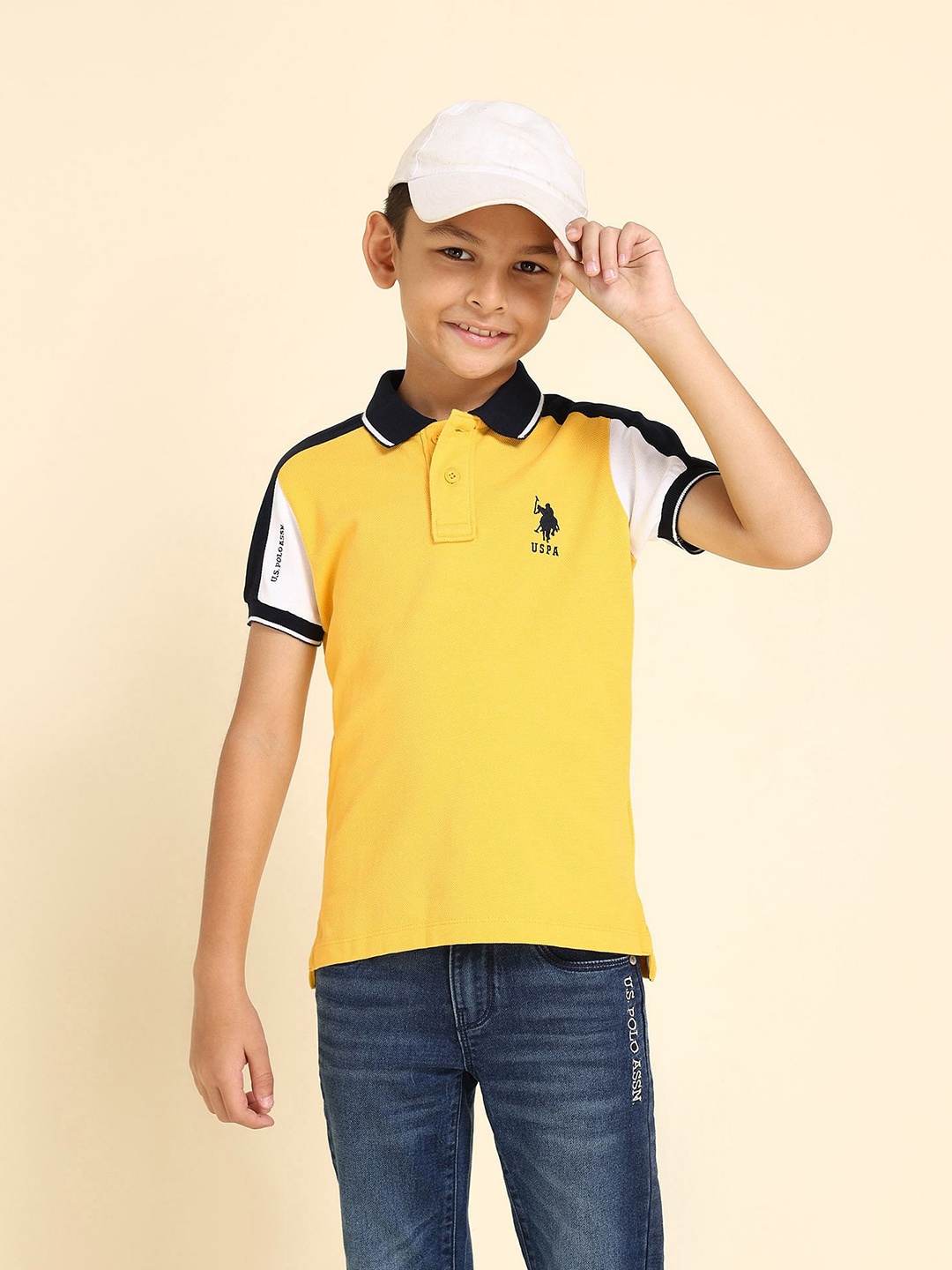 

U.S. Polo Assn. Kids Boys Polo Collar Short Sleeves Pure Cotton T-shirt, Yellow