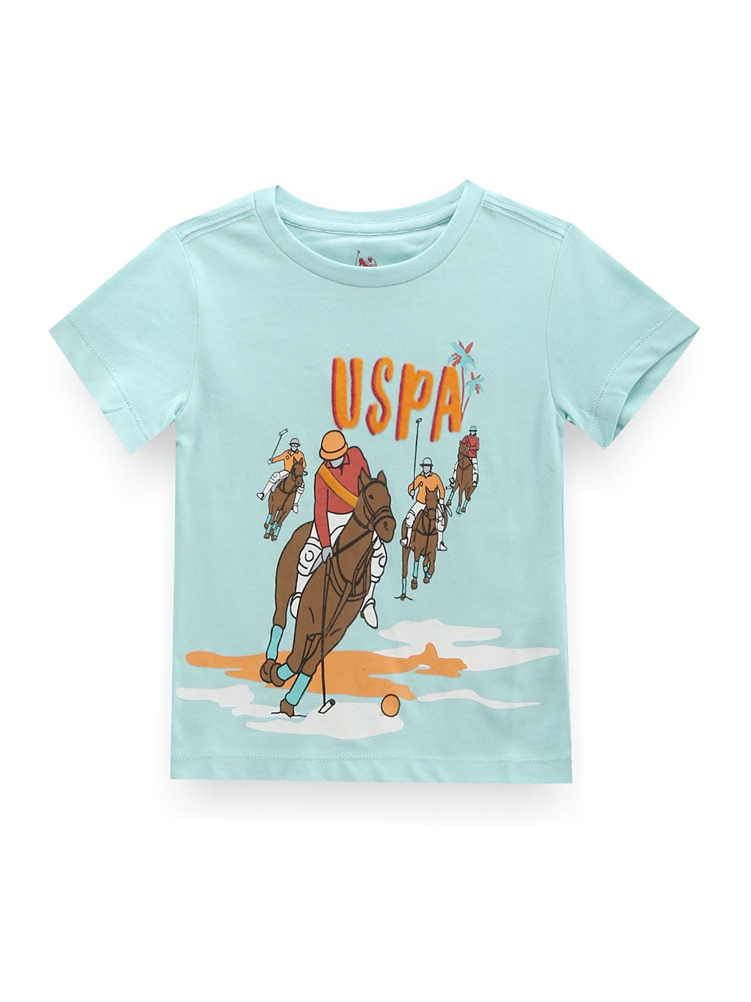 

U.S. Polo Assn. Kids Boys Graphic Printed Pure Cotton T-shirt, Blue
