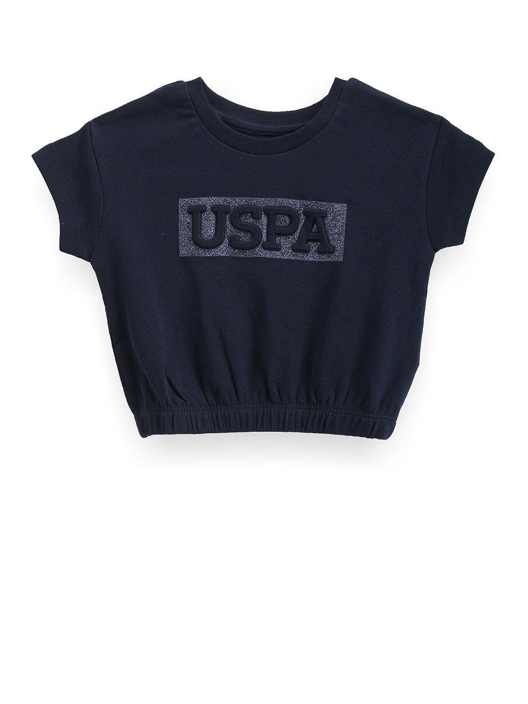 

U.S. Polo Assn. Kids Girls Typography Printed Round Neck Short Sleeves Regular T-shirt, Blue