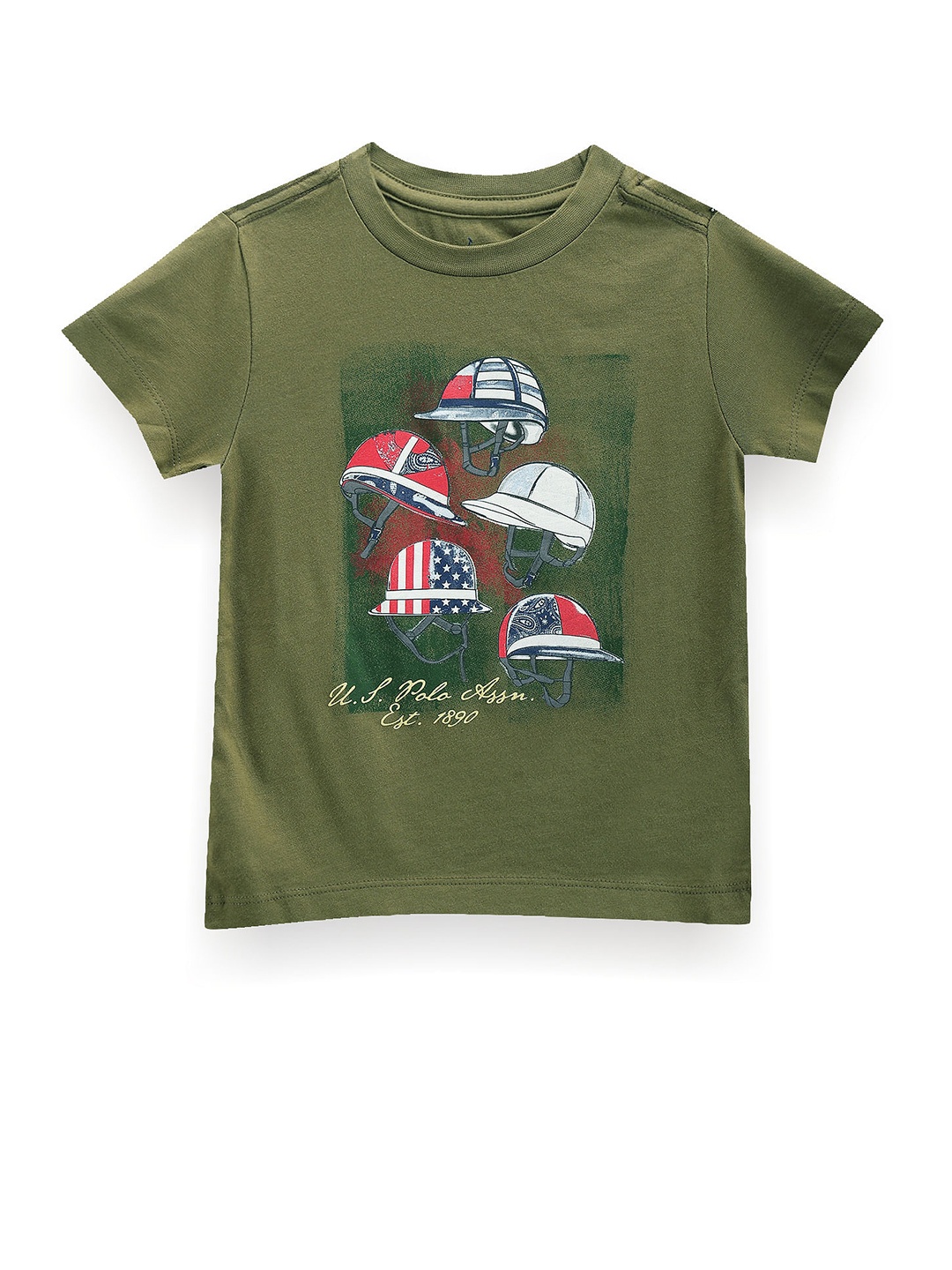 U.S. Polo Assn. Kids Boys Printed Pure Cotton T-shirt, Green
