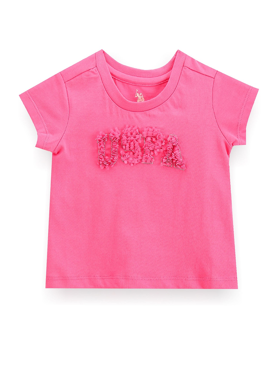 

U.S. Polo Assn. Kids Girls Embellished Pure Cotton T-shirt, Pink
