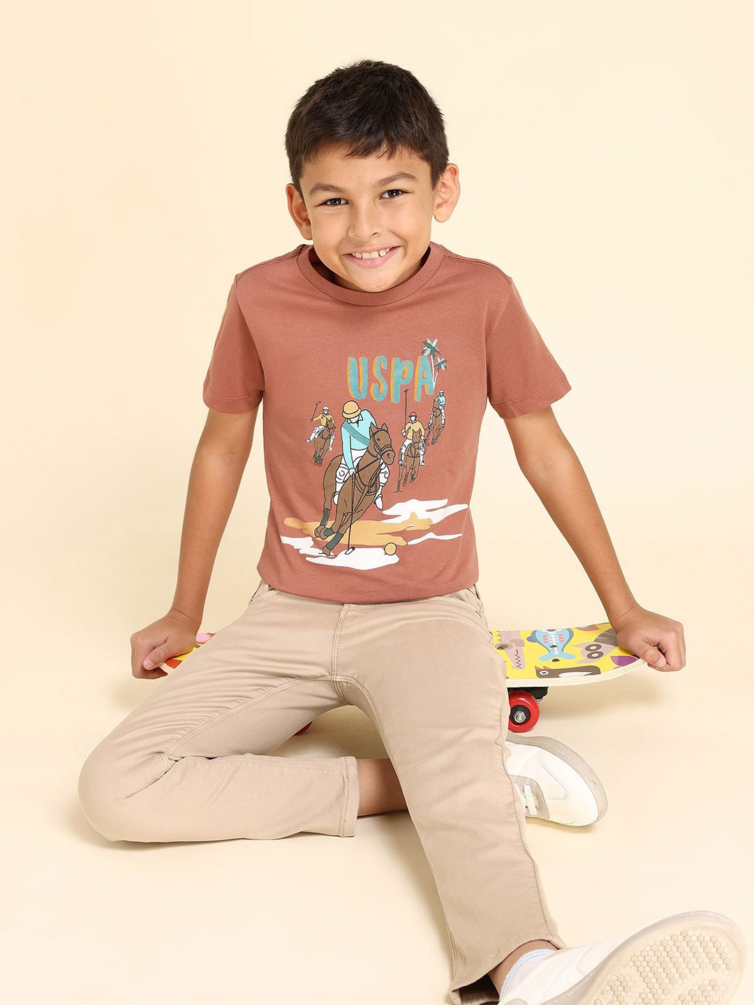 

U.S. Polo Assn. Kids Boys Printed Pure Cotton T-shirt, Orange