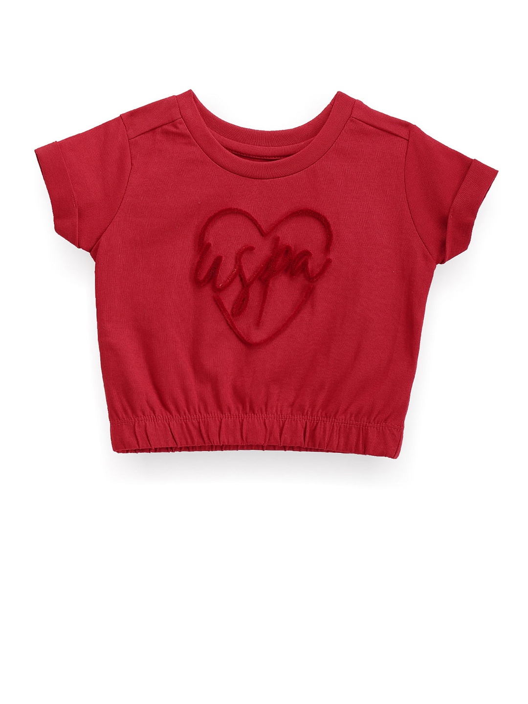 

U.S. Polo Assn. Kids Girls Printed Pure Cotton T-shirt, Red