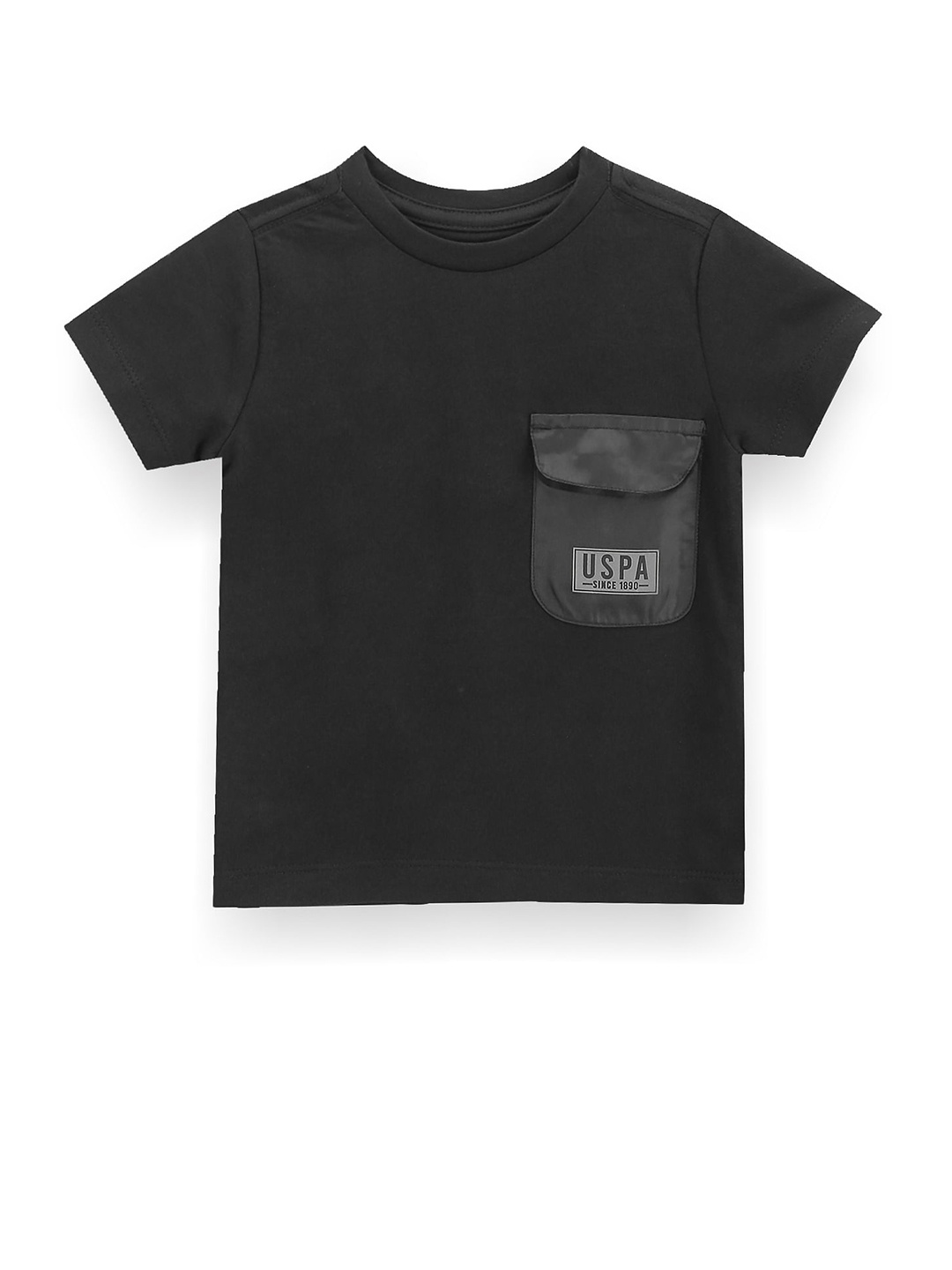 U.S. Polo Assn. Kids Boys Round Neck Pure Cotton T-shirt, Black