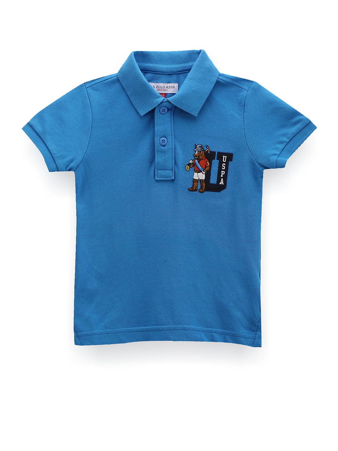 

U.S. Polo Assn. Kids Boys Brand Logo Embroidered Polo Collar Short Sleeves Cotton T-shirt, Blue