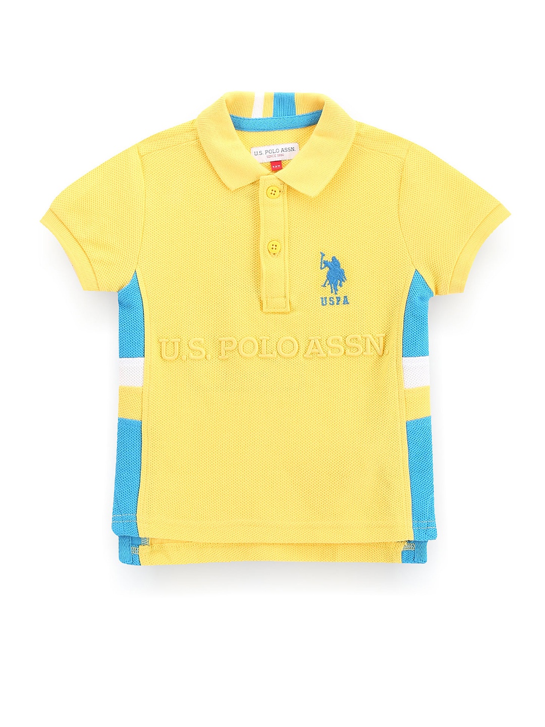 

U.S. Polo Assn. Kids Boys Colourblocked Polo Collar Pure Cotton T-shirt, Yellow