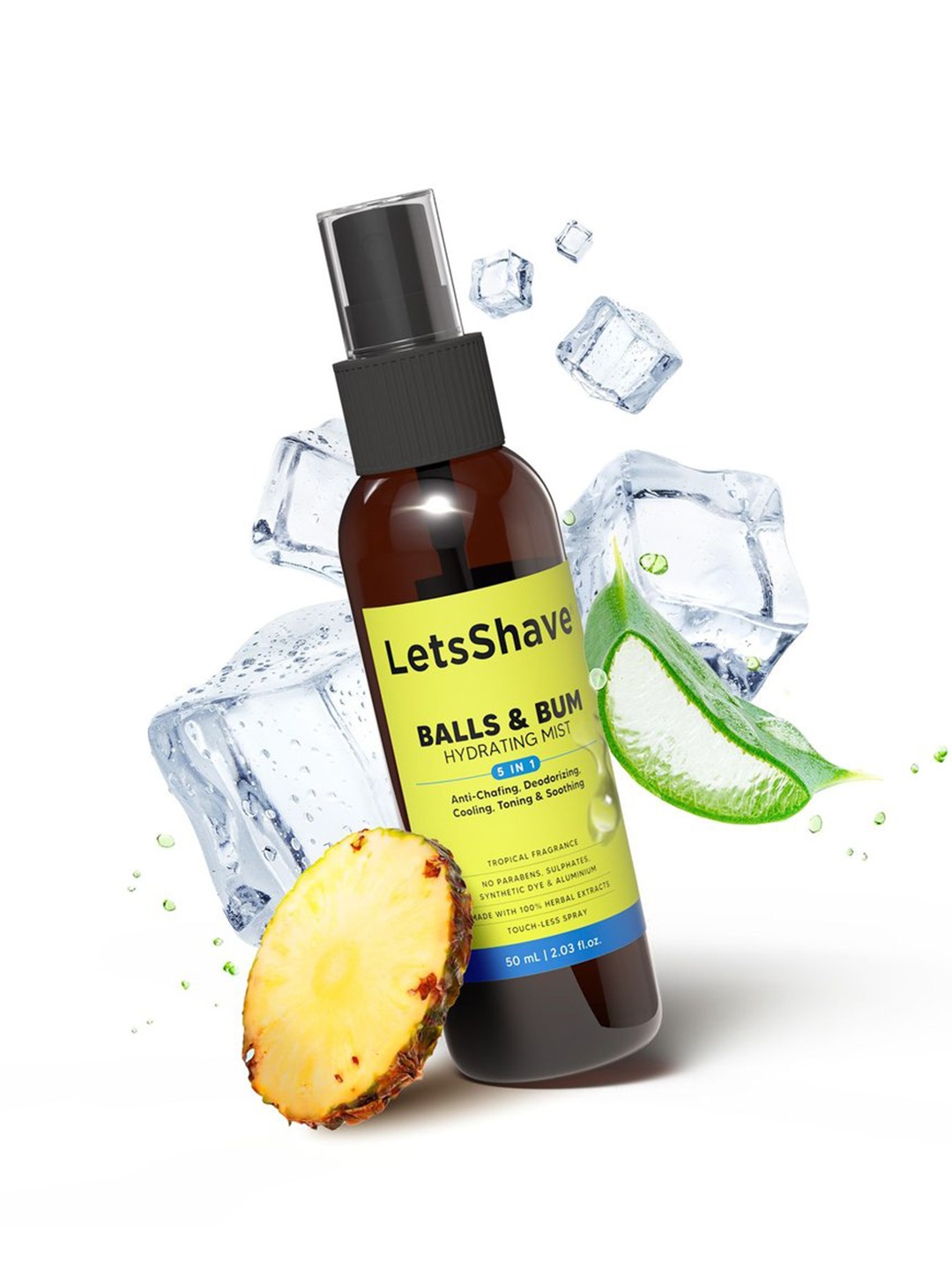 

LetsShave Men 5-In-1 Deodorizing Balls & Bum Hydrating Mist - 50ml, Yellow