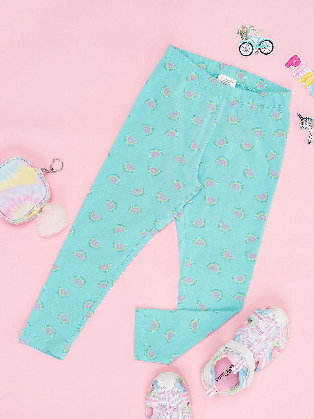 

Pantaloons Junior Girls Geometric Printed Pure Cotton Leggings, Blue