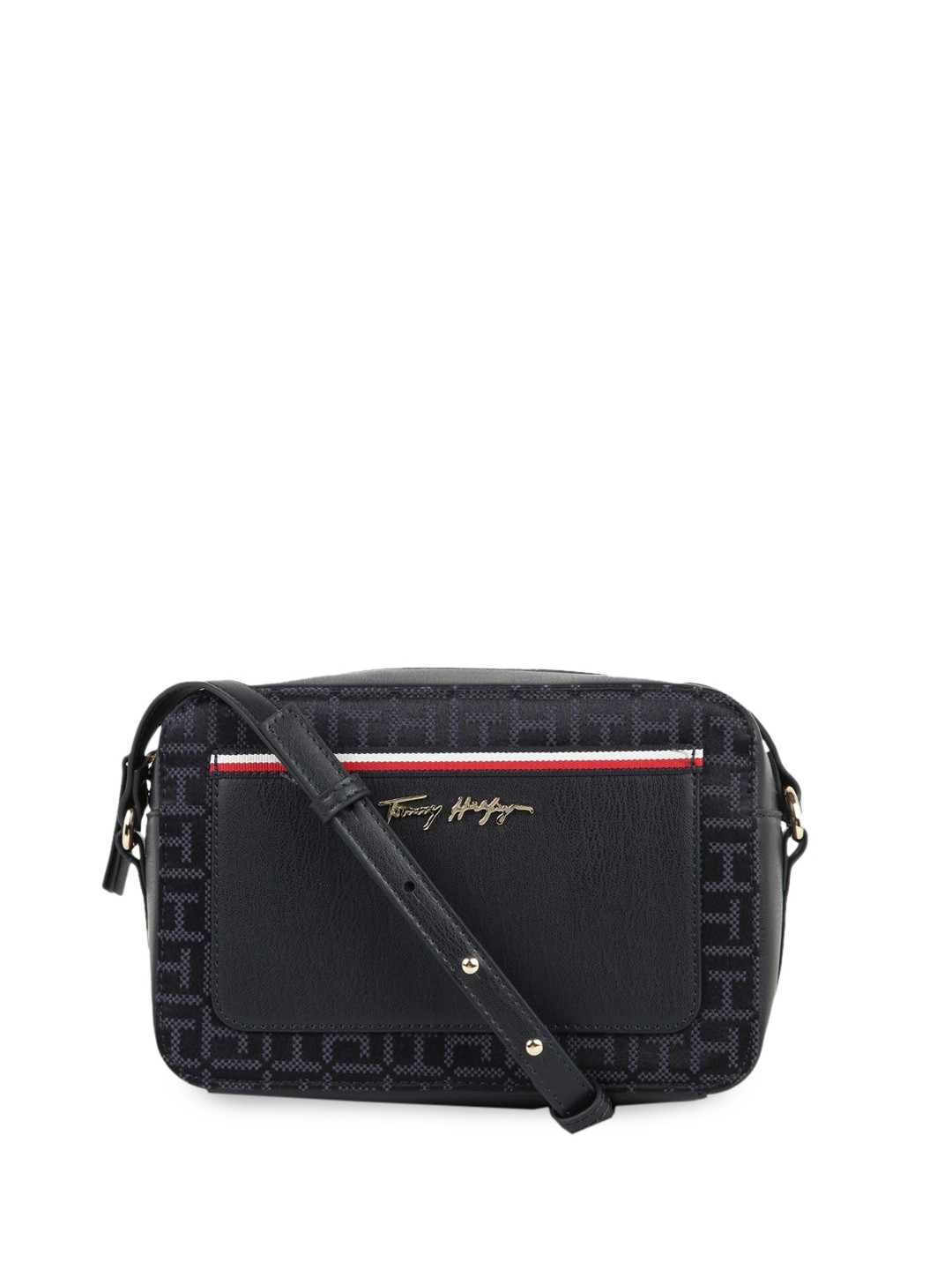 

Tommy Hilfiger Printed Structured Sling Bag, Blue
