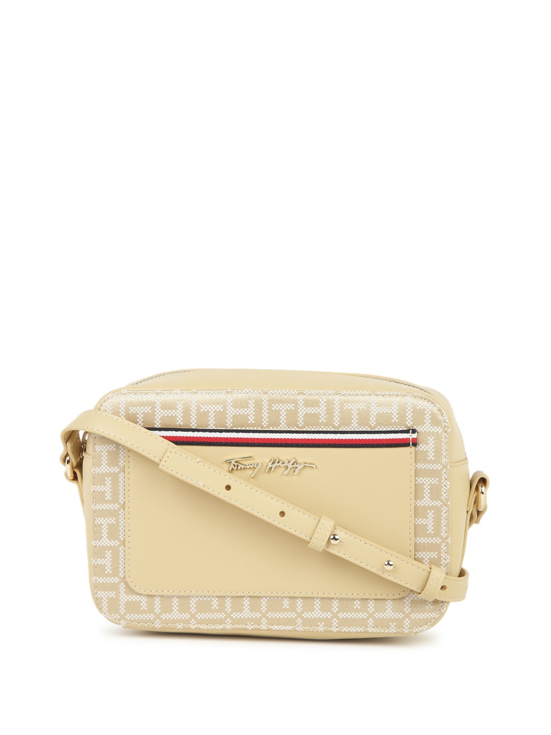 

Tommy Hilfiger Printed Structured Sling Bag, Beige