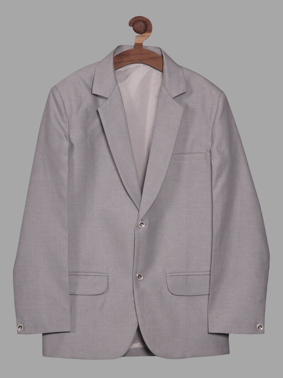 

RIKIDOOS Boys Cotton Notched Lapel Single-Breasted Tailored-Fit Casual Blazer, Grey