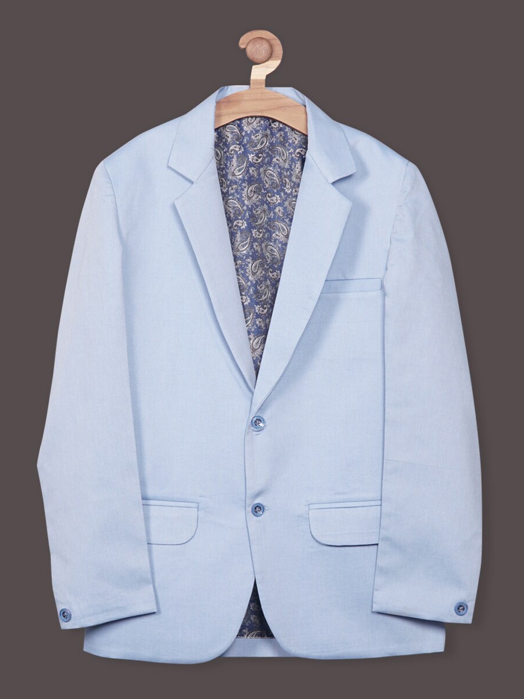 

RIKIDOOS Boys Cotton Notched Lapel Single-Breasted Tailored-Fit Casual Blazer, Blue