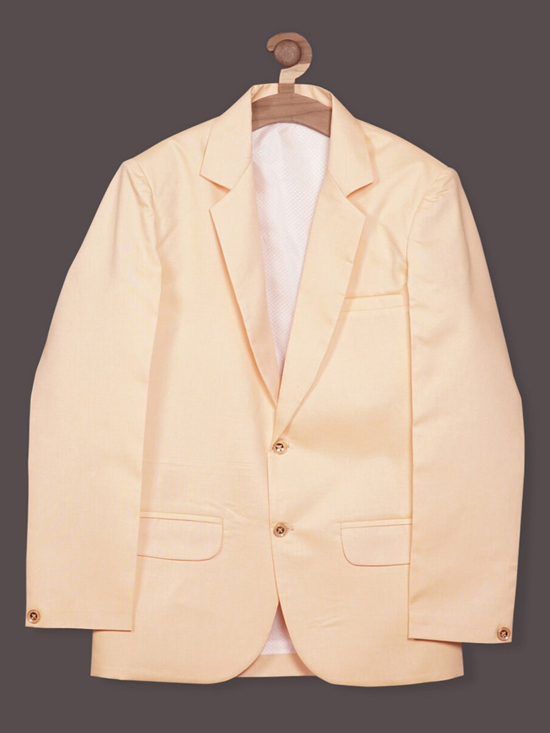 

RIKIDOOS Boys Cotton Notched Lapel Single-Breasted Tailored-Fit Casual Blazer, Peach