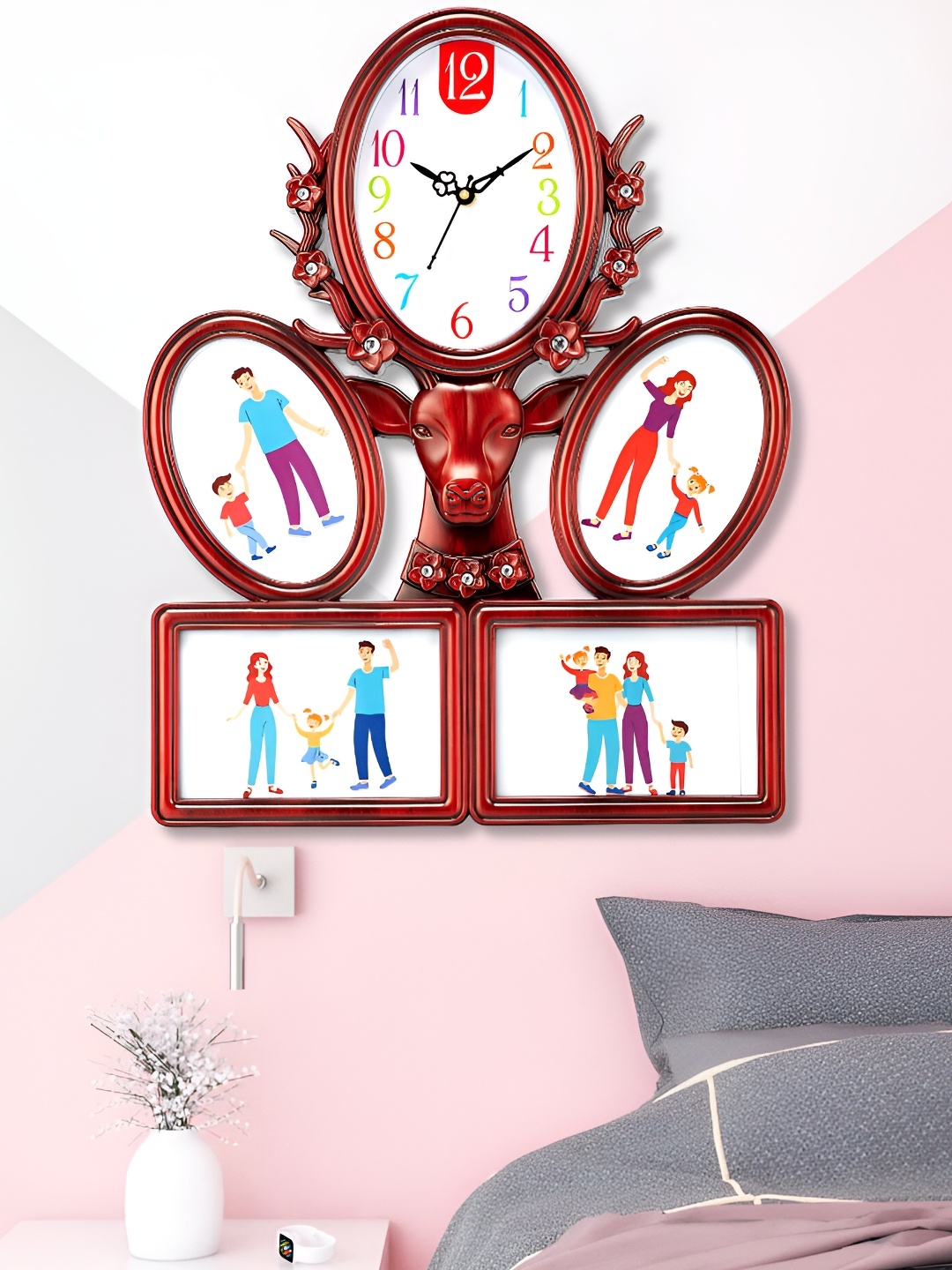 

Attractionz Red & White Oval Contemporary Wall Clock