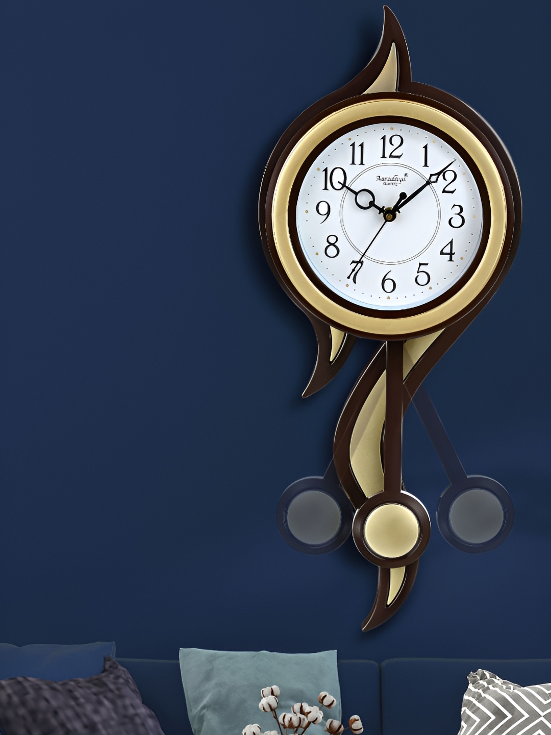 

Attractionz Gold-Toned Round Contemporary Pendulum Wall Clock