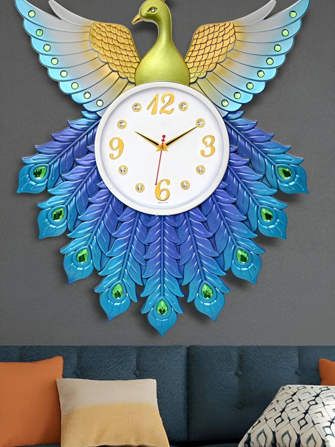 

Attractionz Blue Round Contemporary Peacock Design Wall Clock