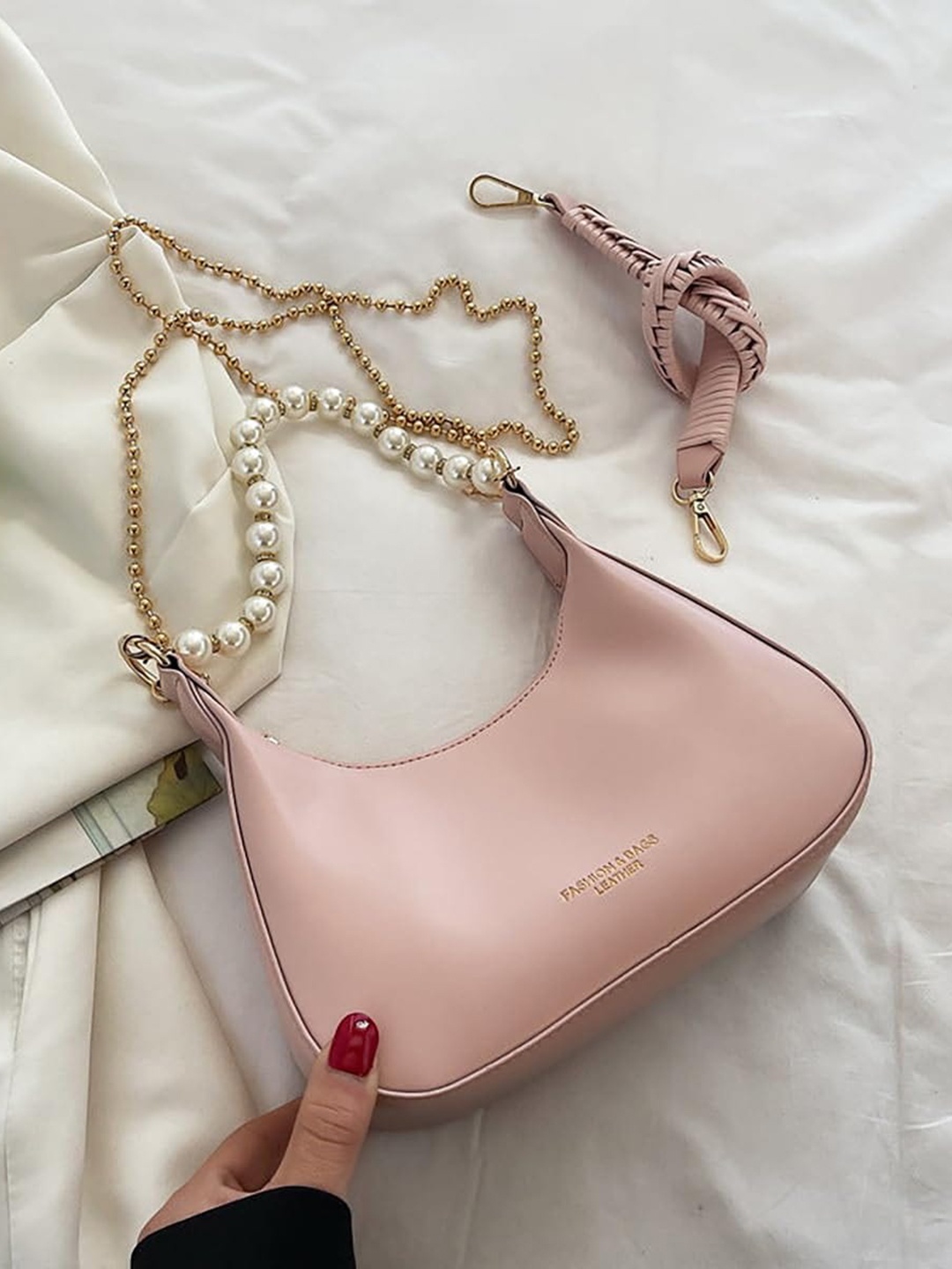 

SYGA Leather Structured Shoulder Bag, Pink