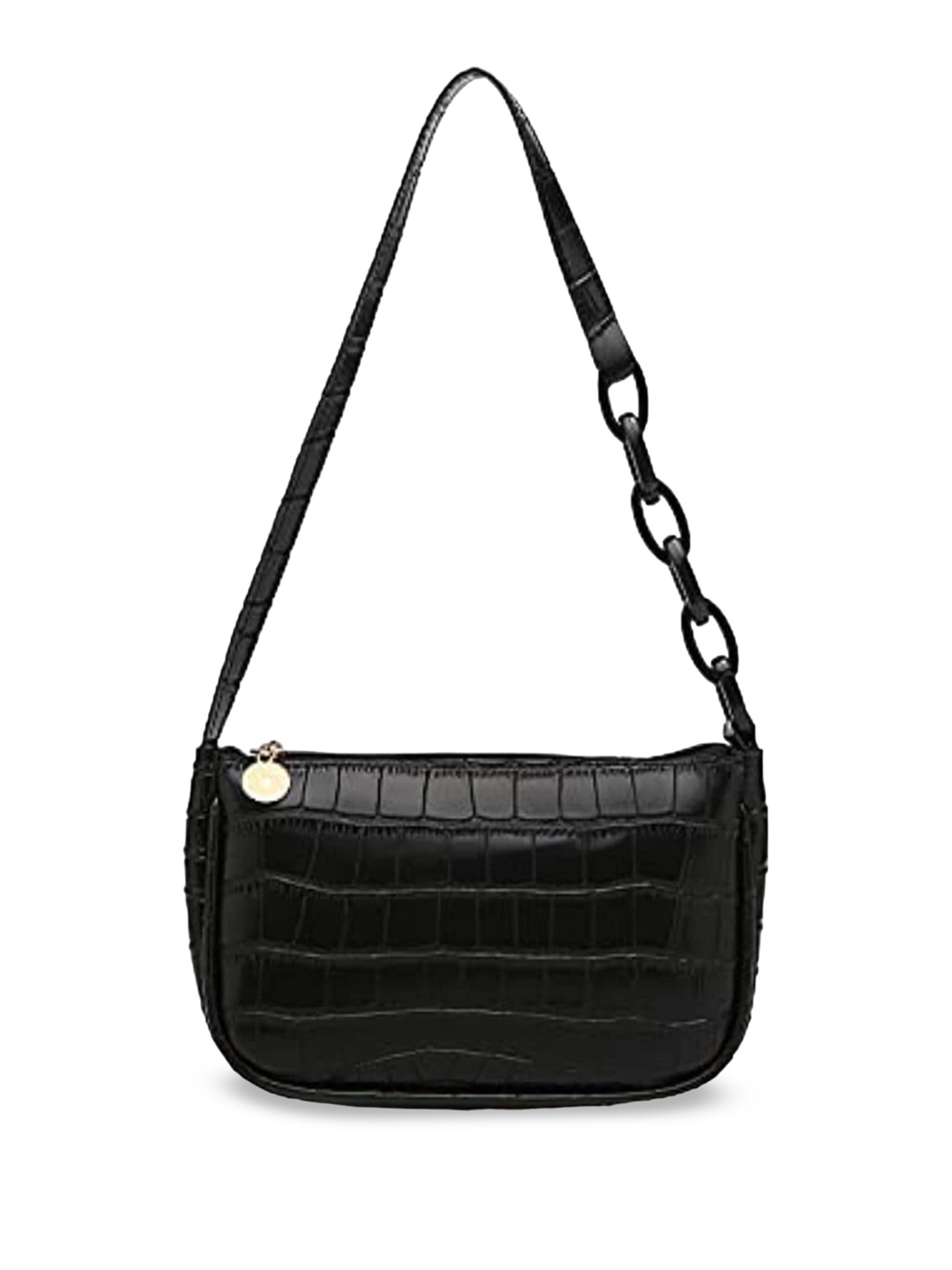 

SYGA Textured Leather Structured Shoulder Bag, Black