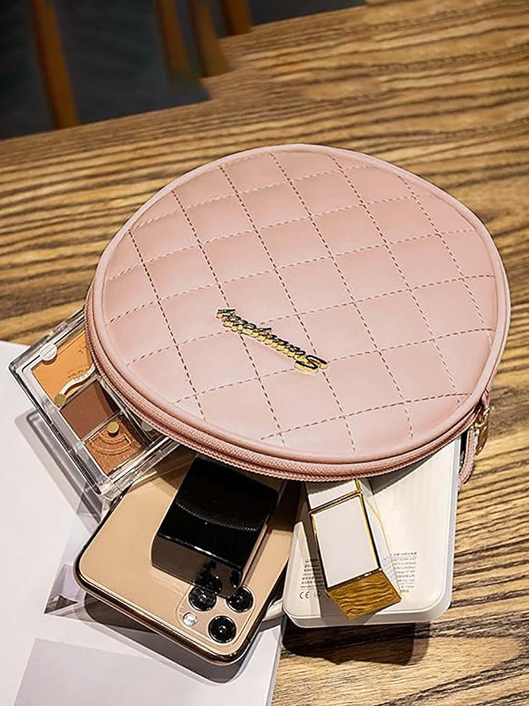 

SYGA Leather Structured Sling Bag with Quilted, Pink