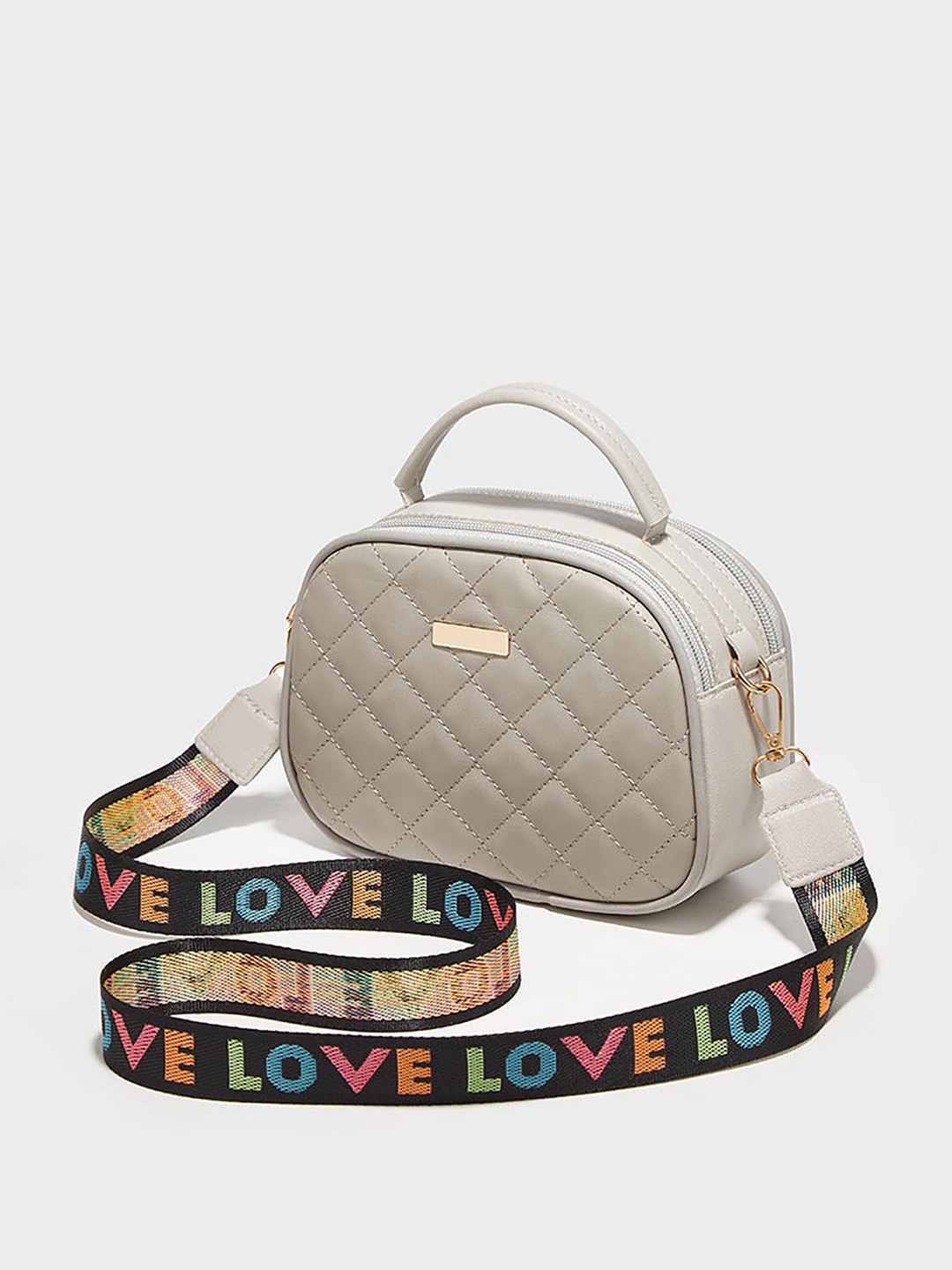 

SYGA Textured Structured Sling Bag with Quilted, Grey