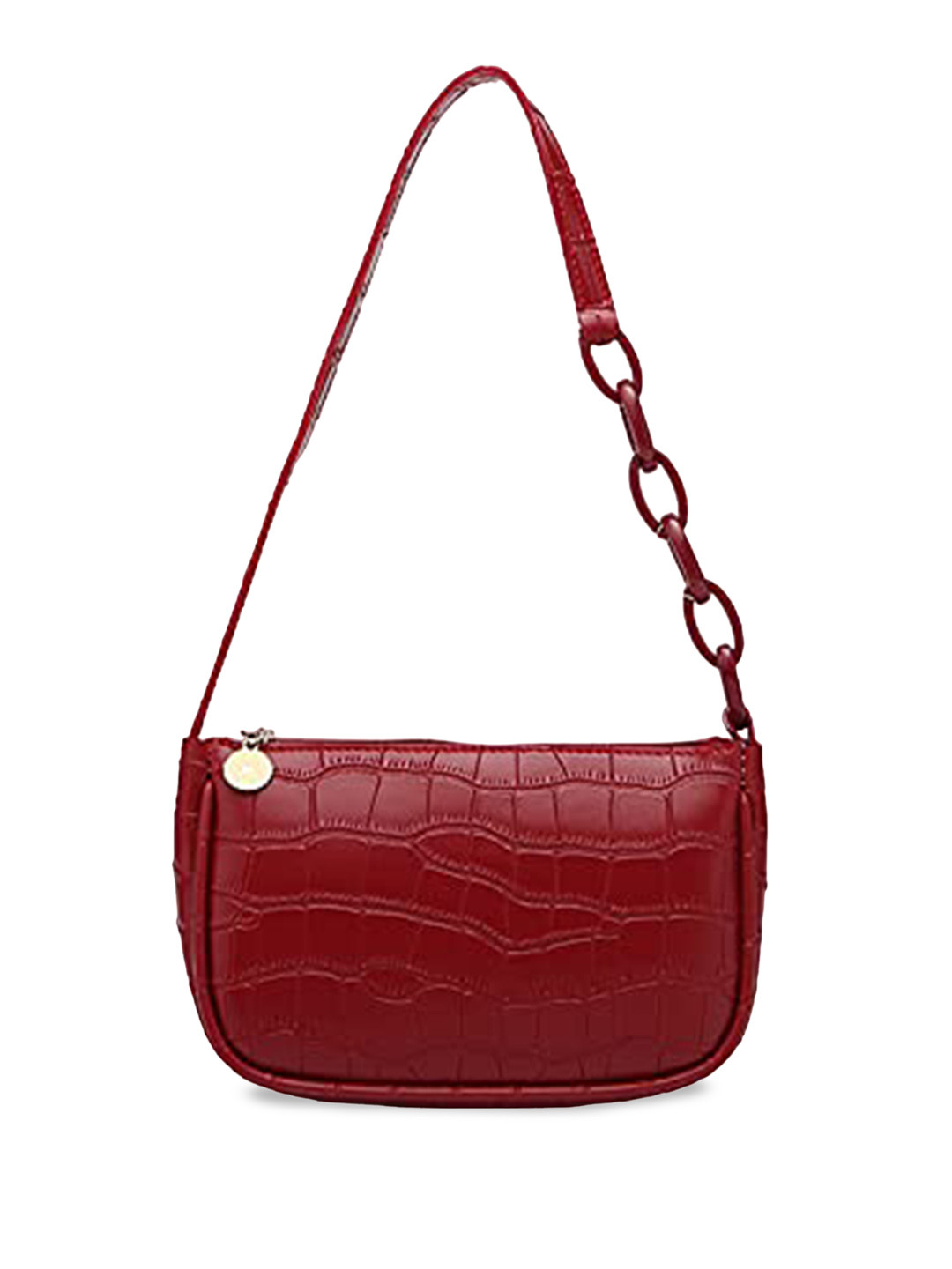 

SYGA Textured Leather Structured Shoulder Bag, Red