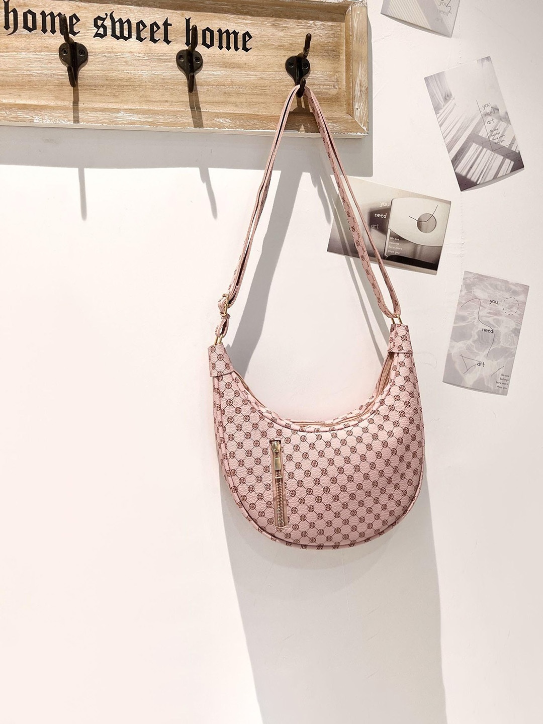 

SYGA Textured Structured Shoulder Bag, Pink