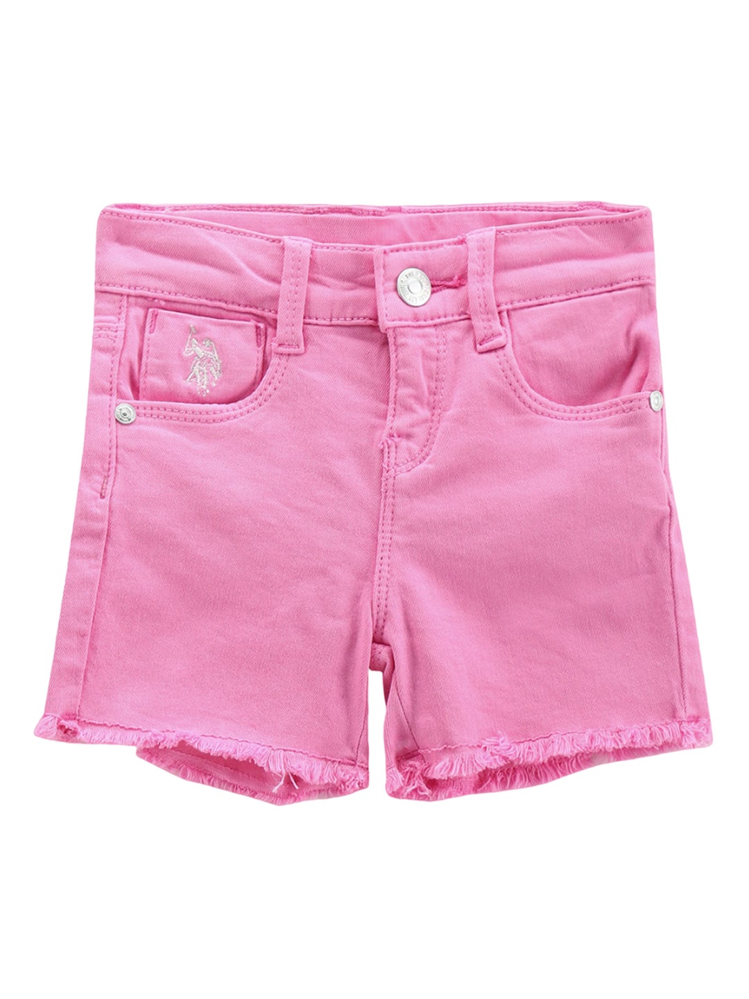 

U.S. Polo Assn. Kids Girls Mid Rise Shorts, Pink