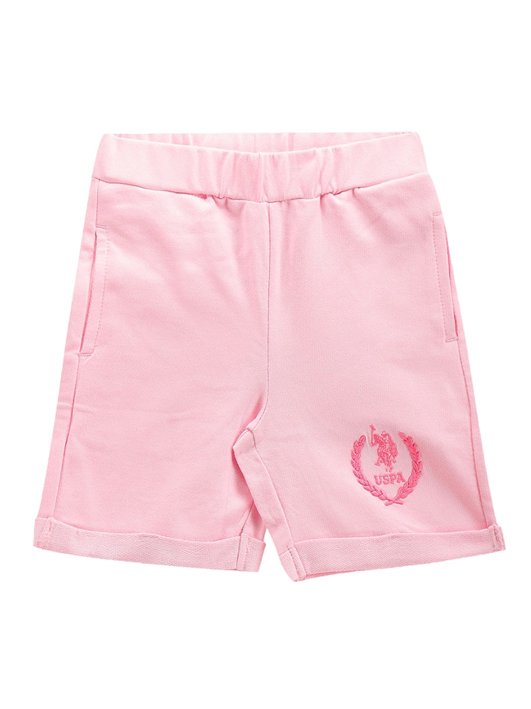 U.S. Polo Assn. Kids Girls Mid Rise Shorts, Pink