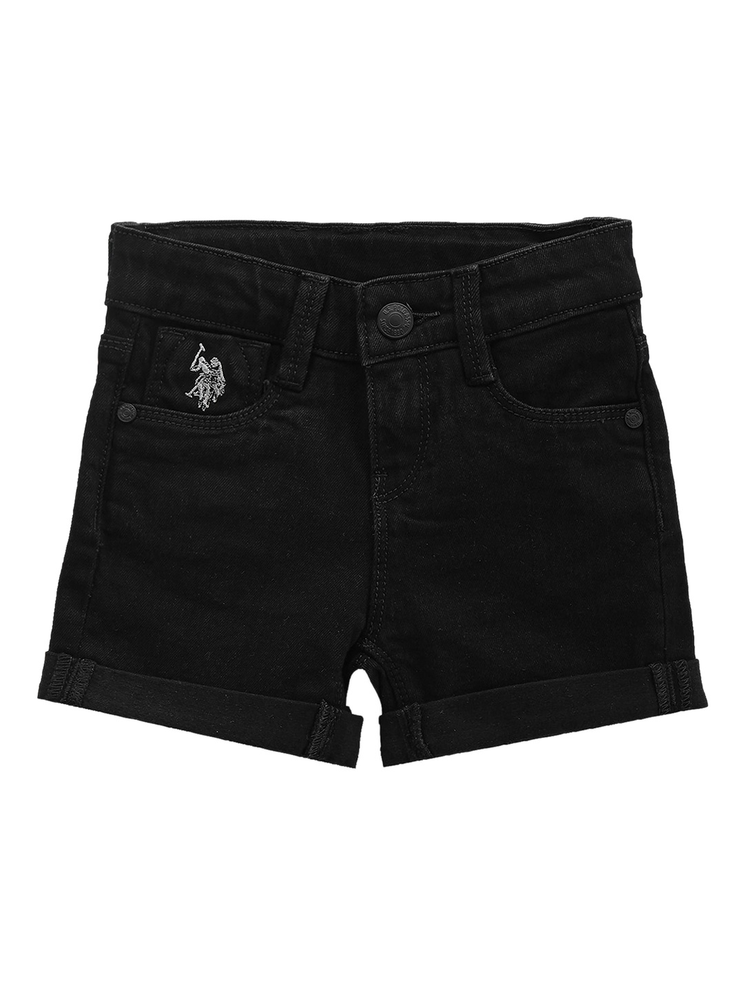 

U.S. Polo Assn. Kids Girls Mid Rise Denim Shorts, Black