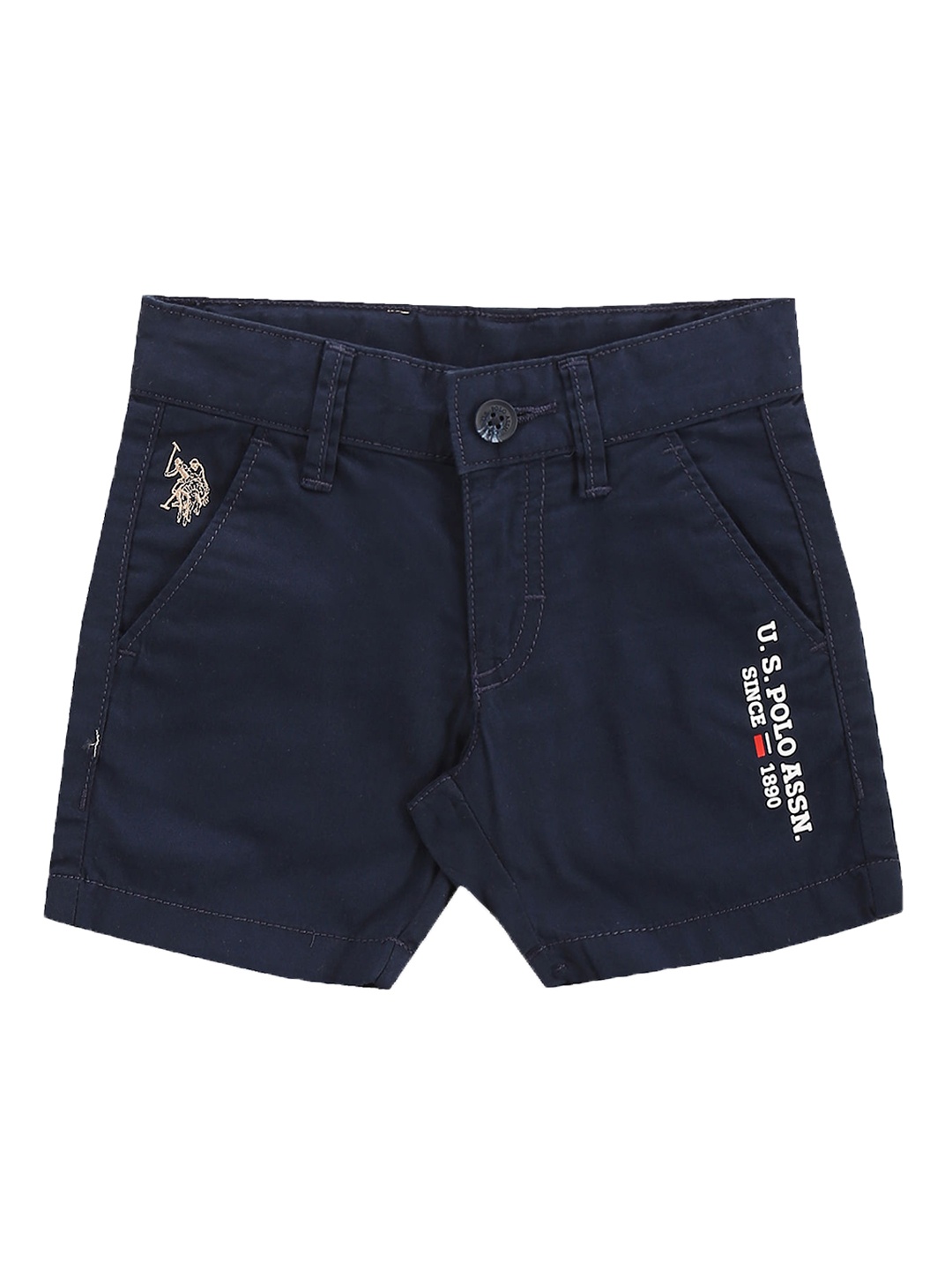 

U.S. Polo Assn. Kids Boys Mid Rise Pure Cotton Shorts, Blue