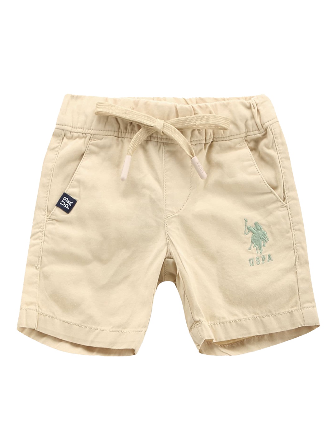 

U.S. Polo Assn. Kids Boys Mid Rise Cotton Shorts, Beige