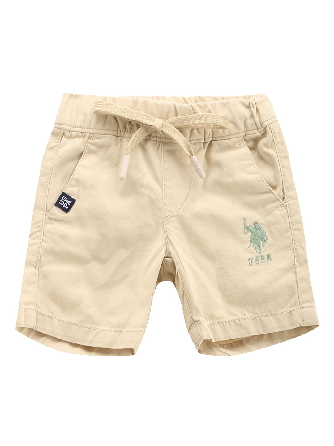 

U.S. Polo Assn. Kids Boys Mid Rise Cotton Shorts, Beige
