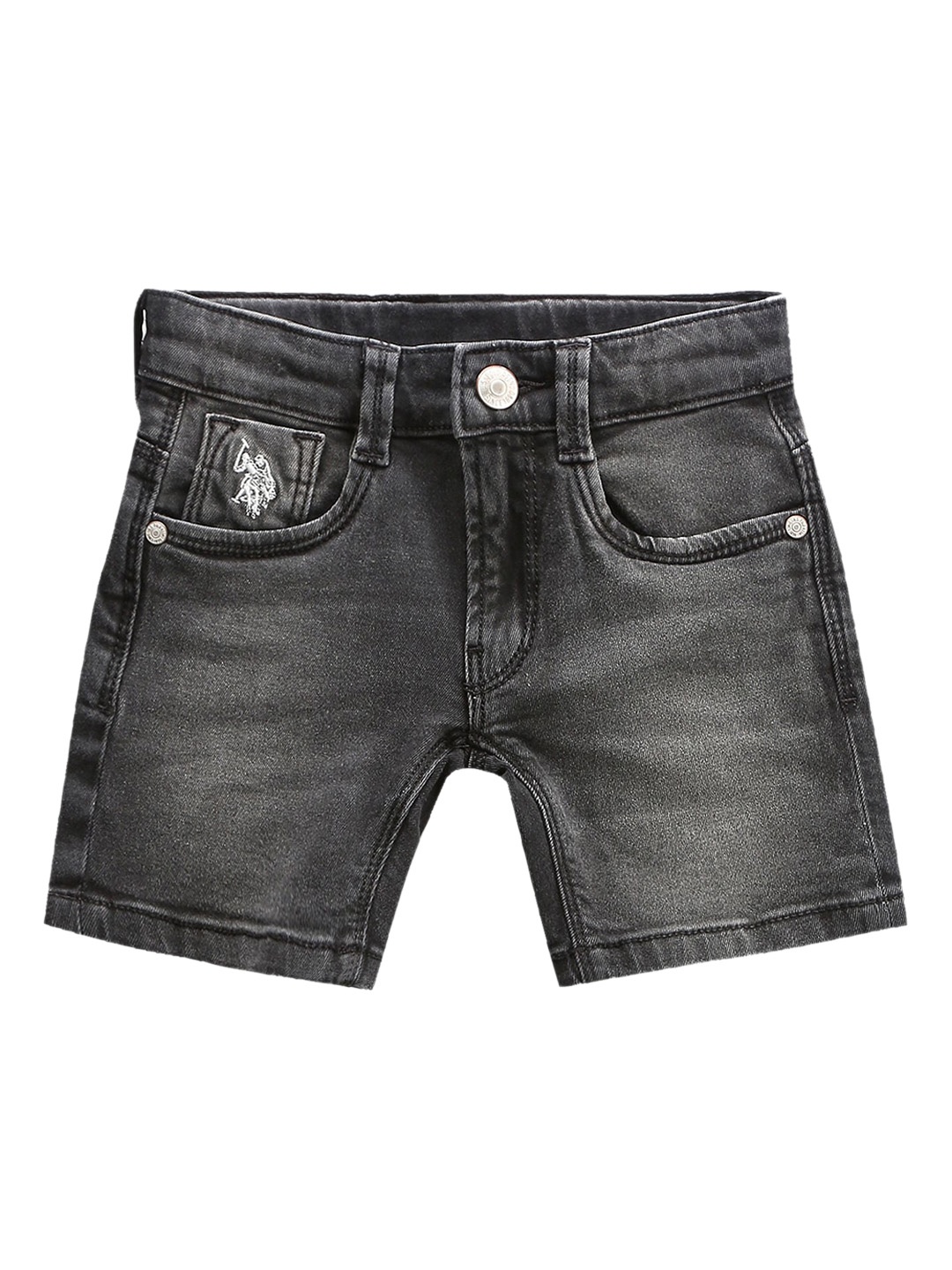 

U.S. Polo Assn. Kids Boys Washed Mid Rise Denim Shorts, Grey