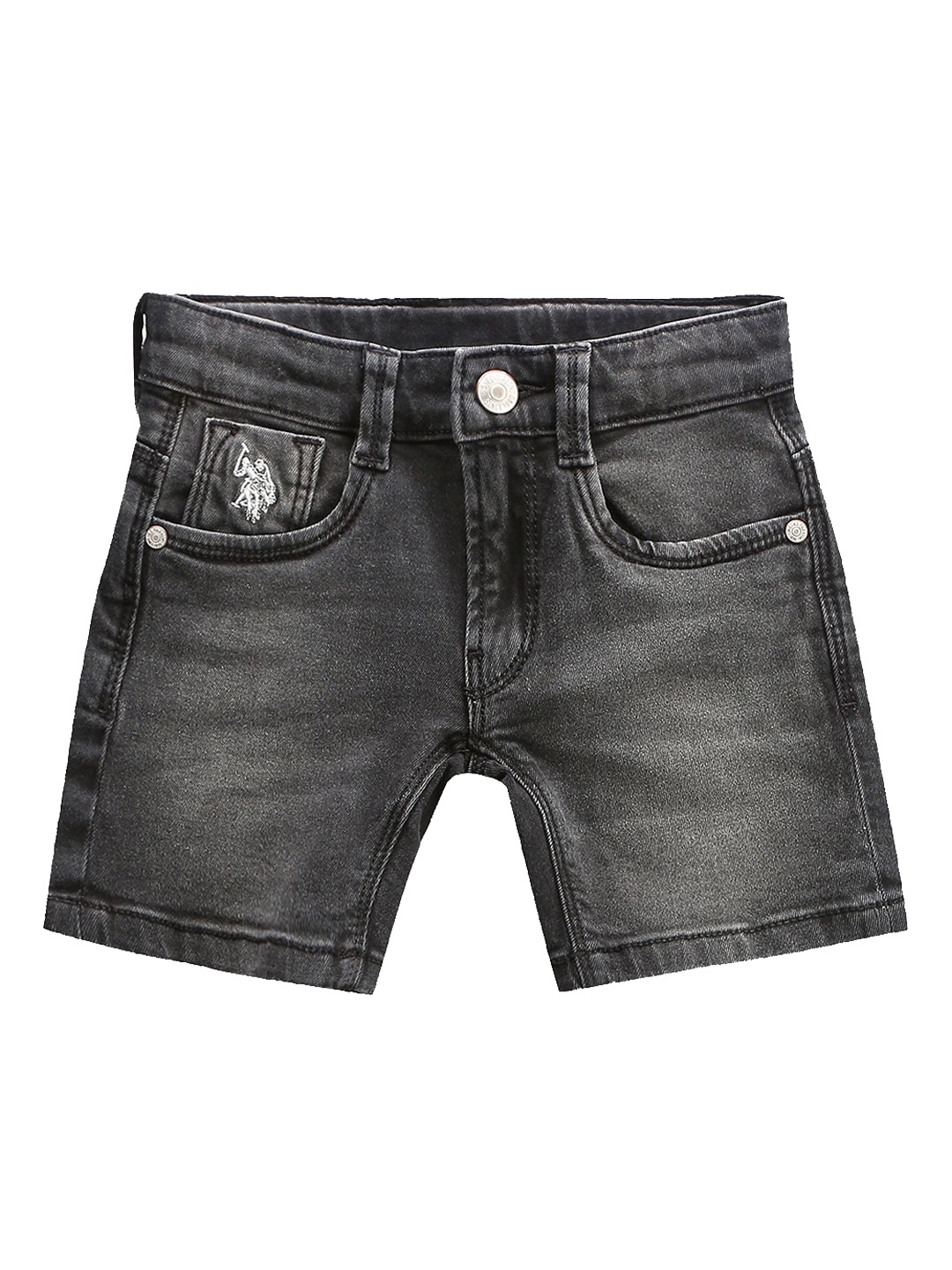 

U.S. Polo Assn. Kids Boys Washed Mid Rise Denim Shorts, Grey