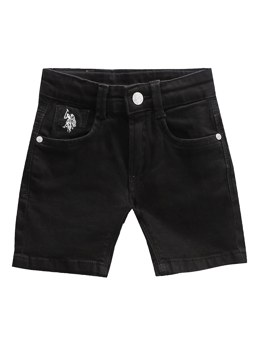 

U.S. Polo Assn. Kids Boys Mid Rise Twill Denim Shorts, Black