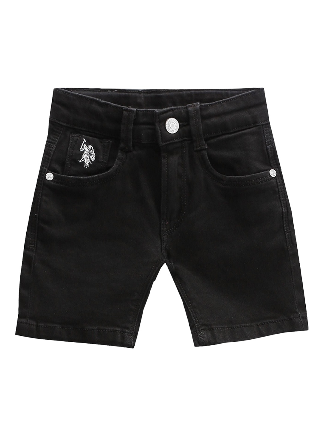 

U.S. Polo Assn. Kids Boys Mid Rise Twill Denim Shorts, Black