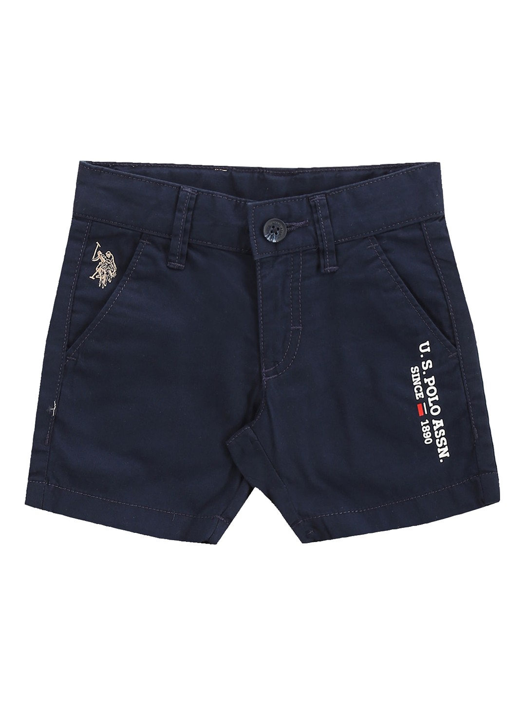 

U.S. Polo Assn. Kids Boys Mid-Rise Pure Cotton Shorts, Blue