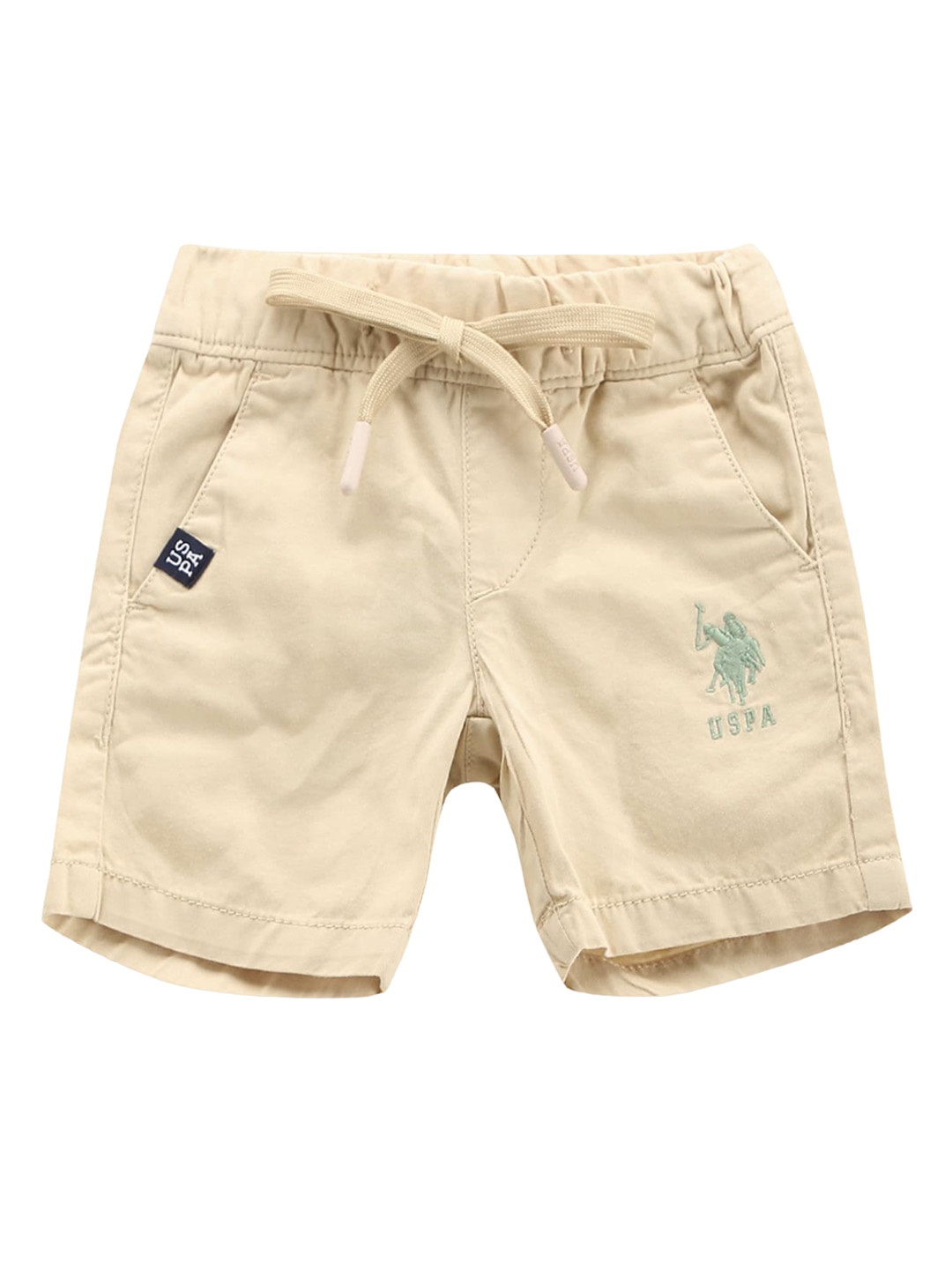 

U.S. Polo Assn. Kids Boys Mid-Rise Pure Cotton Shorts, Beige