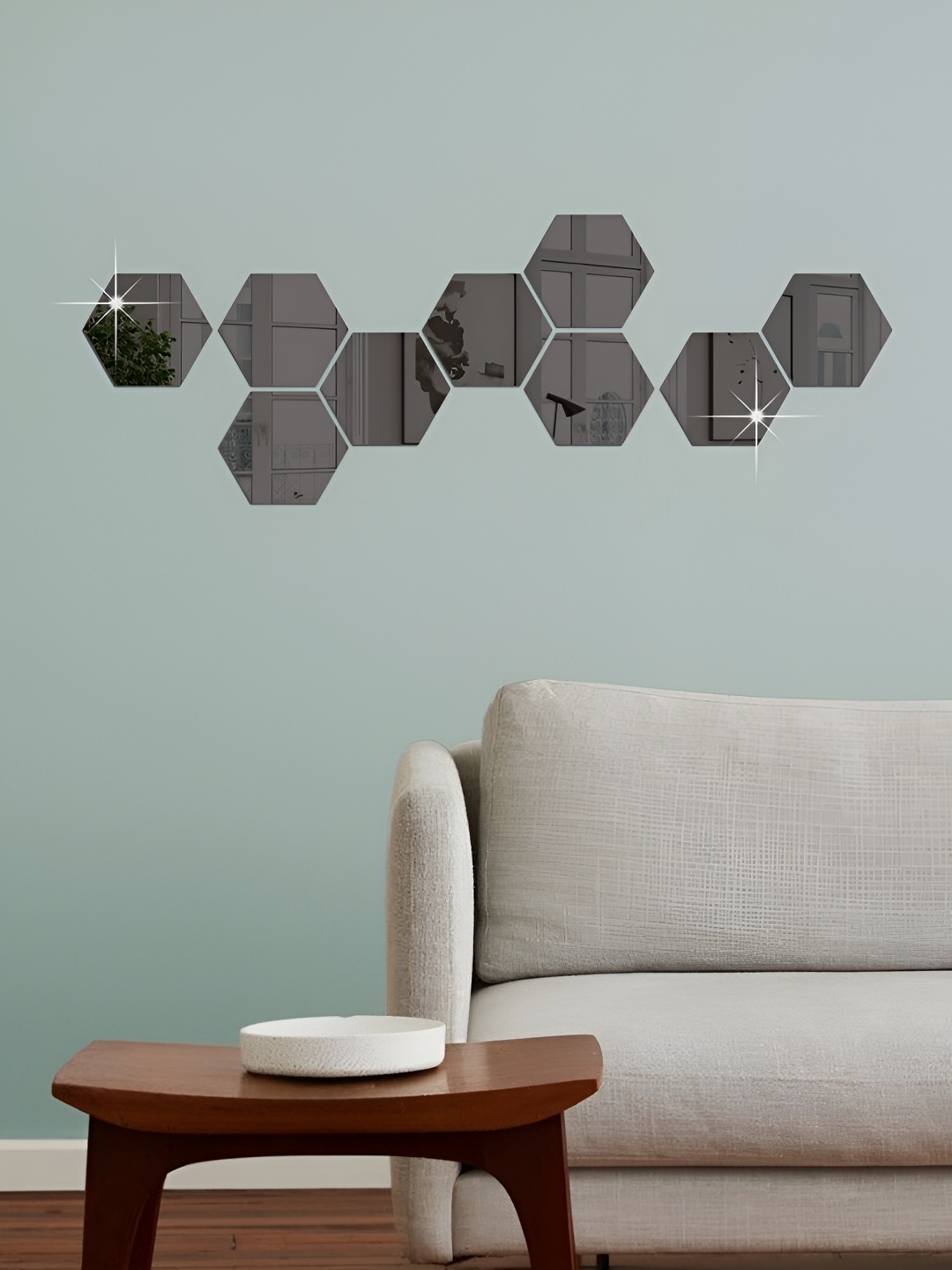 

WALLWEAR Black 9 Pieces Hexagon Shaped Acrylic Wall Stickers