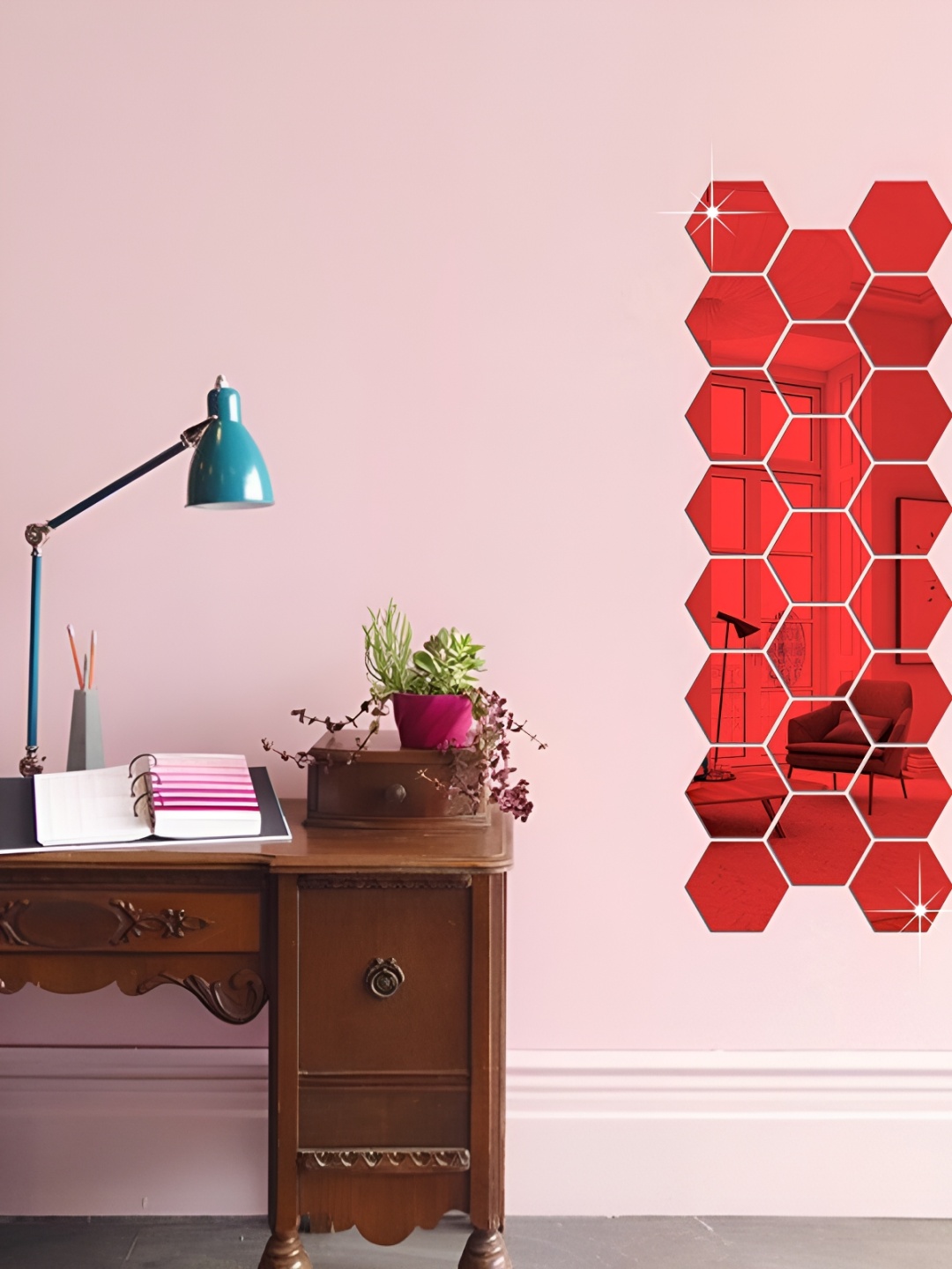 

WALLWEAR Red 23 Pieces Acrylic Self Adhesive Wall Sticker